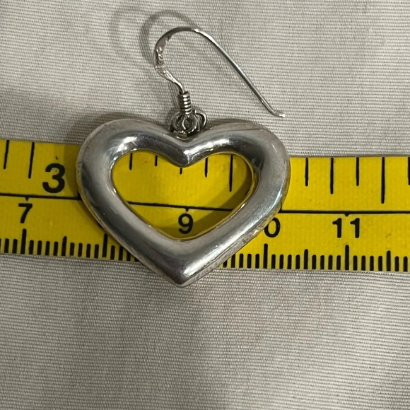 Sterling Silver Heart Pendant & Matching Heart Earrings Set Marked 925 Signed MO - Picture 10 of 14